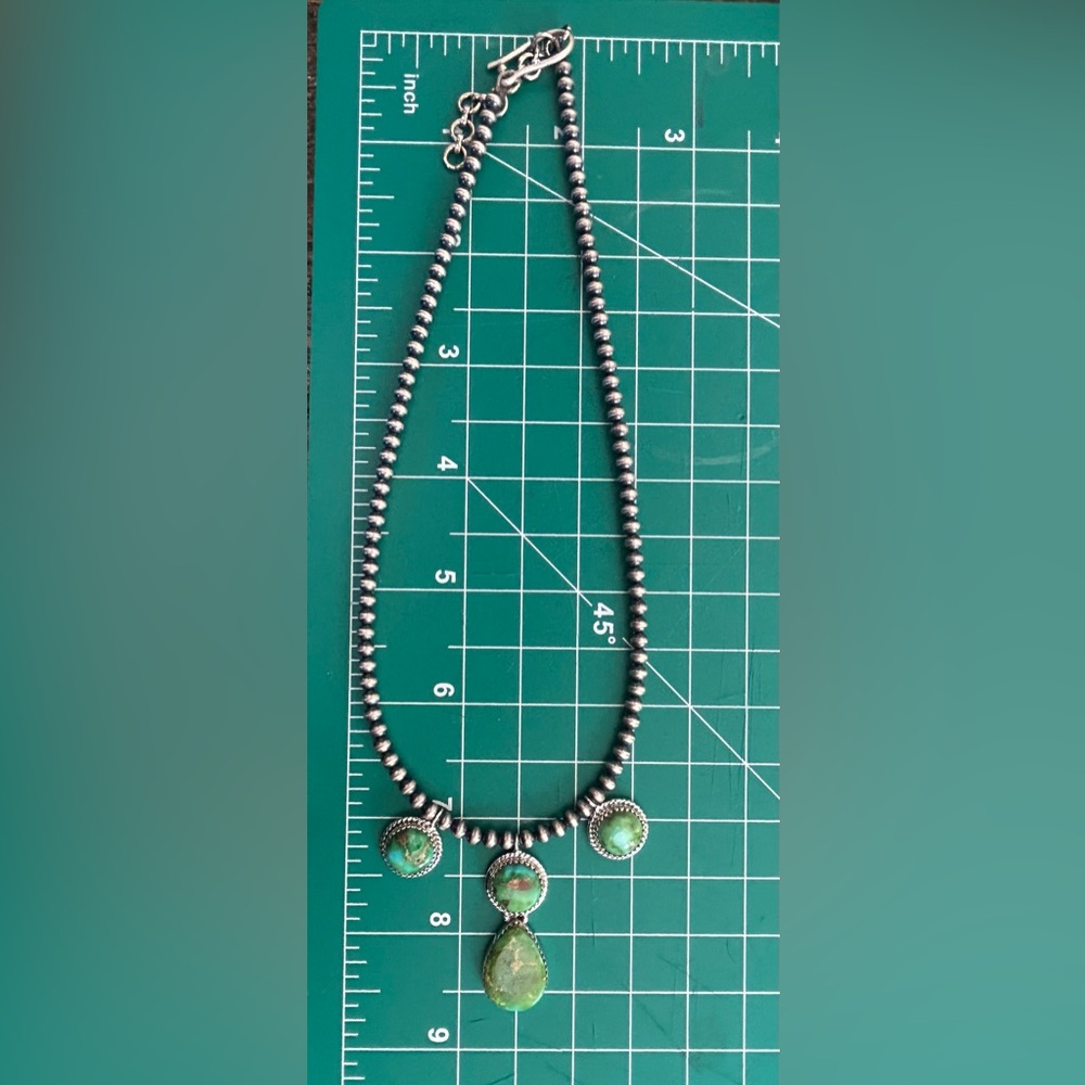 Sonoran Gold Turquoise Sterling Silver Necklace Southwest - Picture 3 of 6